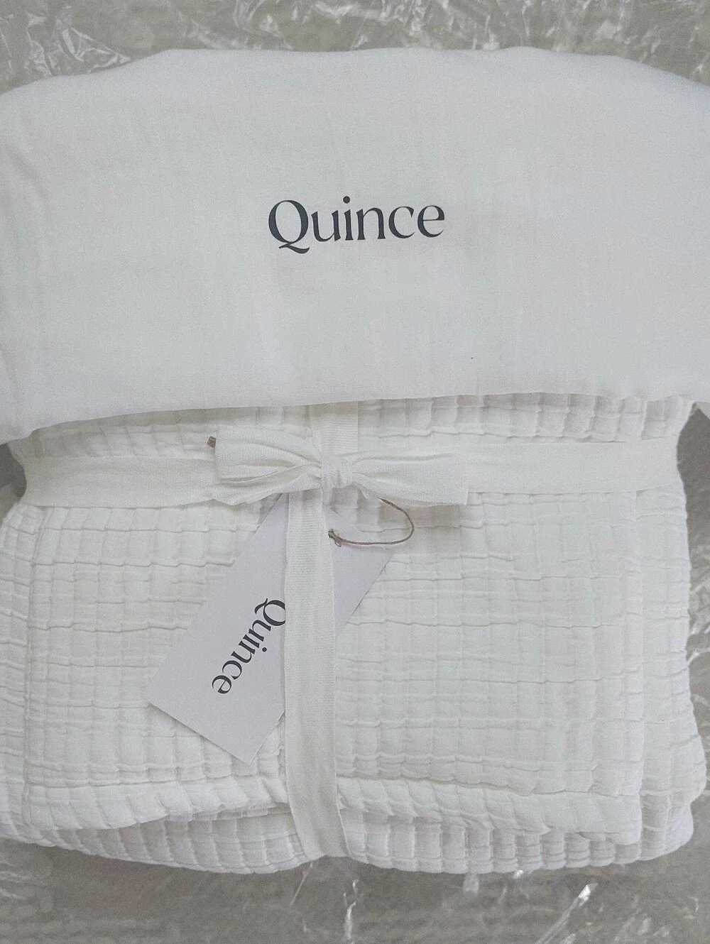 NWT! Quince Organic Cotton White Ribbed Coverlet & 1 Sham! Twin (631)